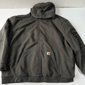 Carhartt Rain Defender Fleece Lined Full Zip Hooded Work Sweatshirt Charcoal 4XL